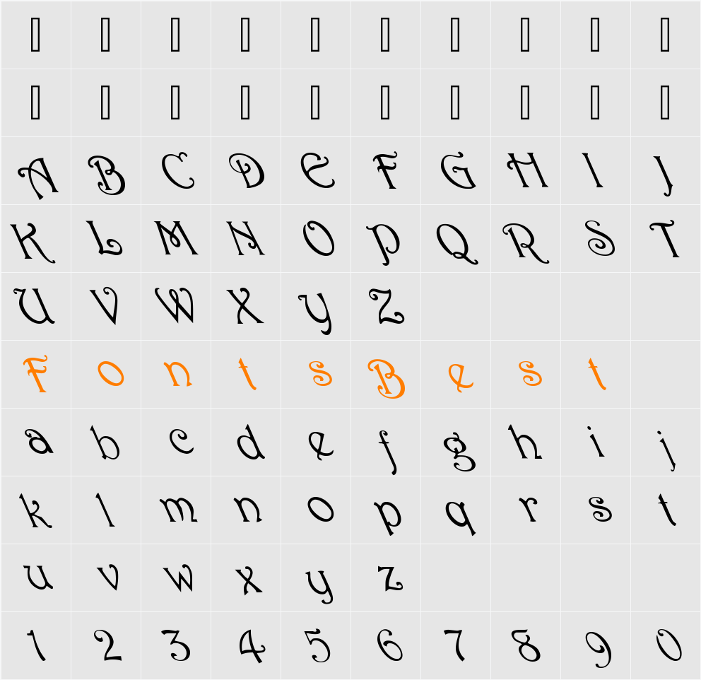 Delight BS Character Map