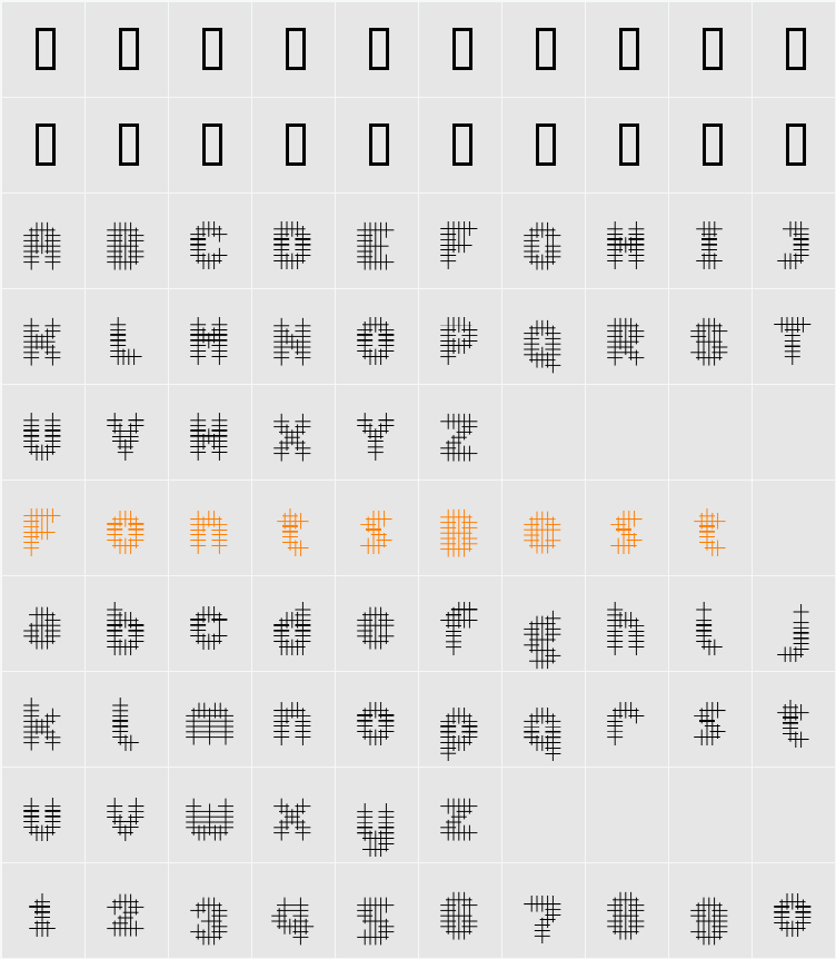 Overcross Character Map