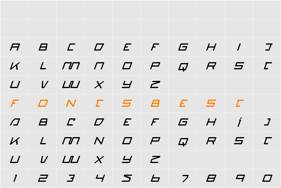 Quasitron Bold Italic Character Map