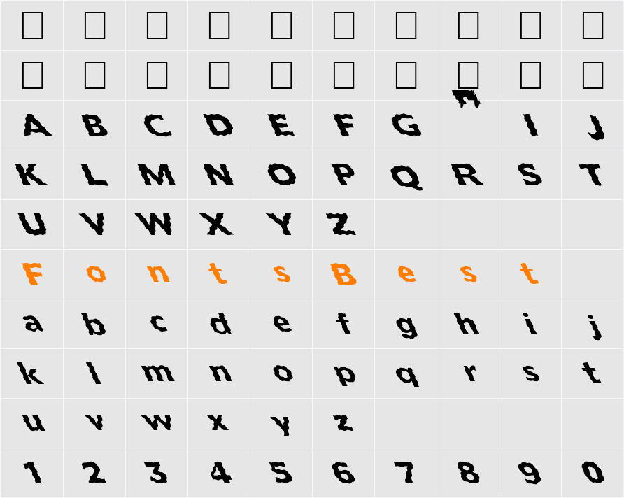 FZ BASIC 55 WAVEY LEFTY Character Map