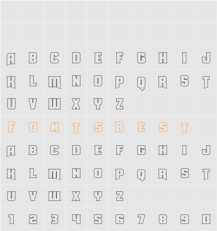Union Gray Outline Character Map
