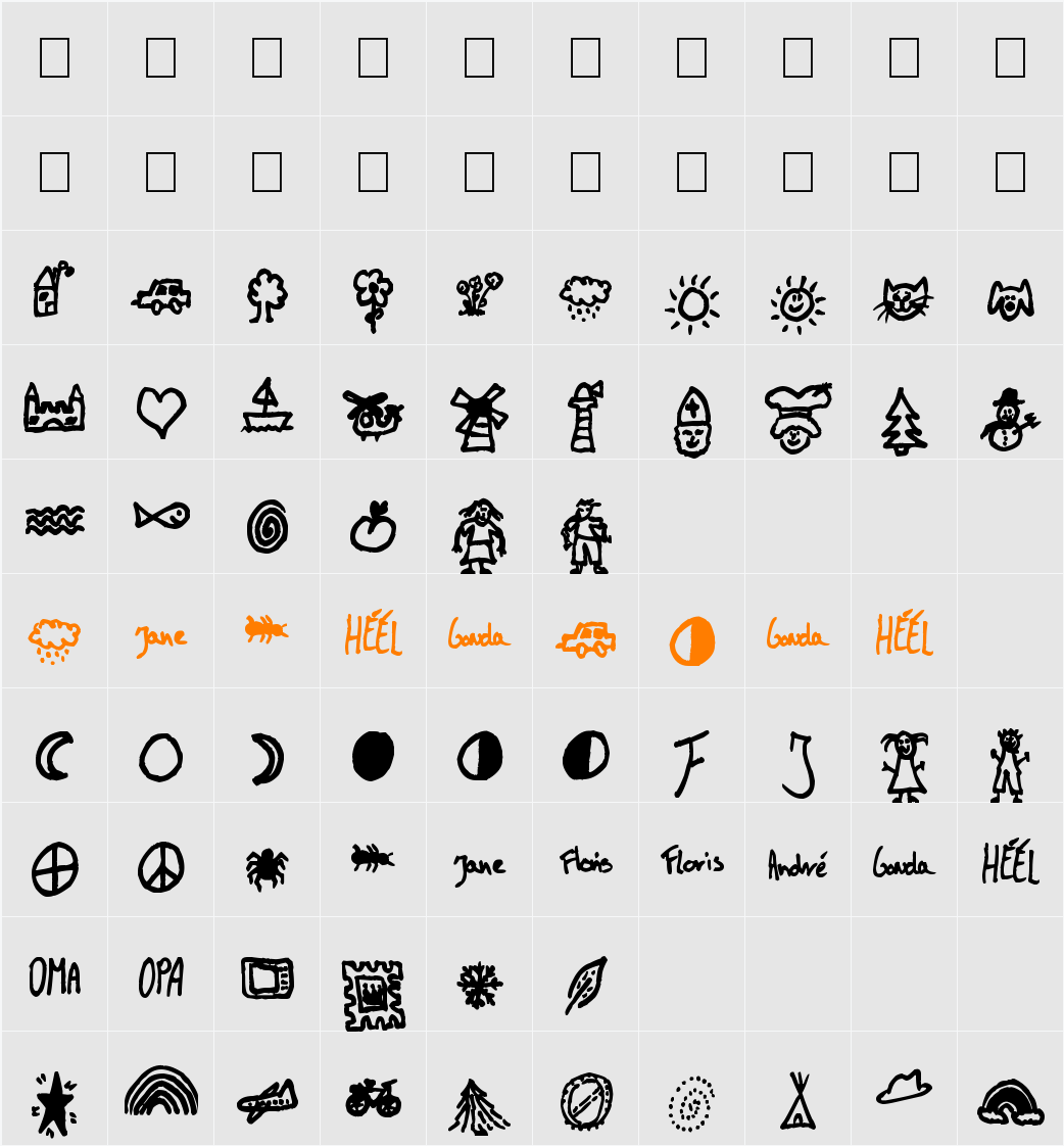 Dingies Character Map