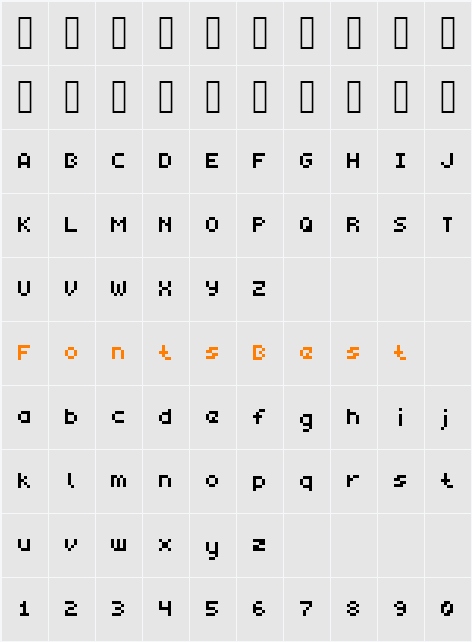 monobit Character Map