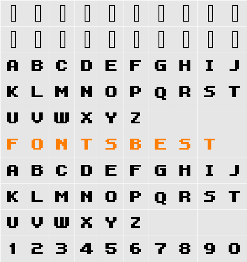 FFF Professional Bold Extended Character Map