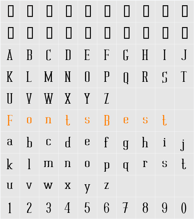 Rutager Character Map