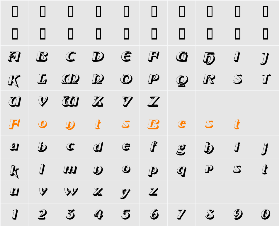 Brunswyk Character Map