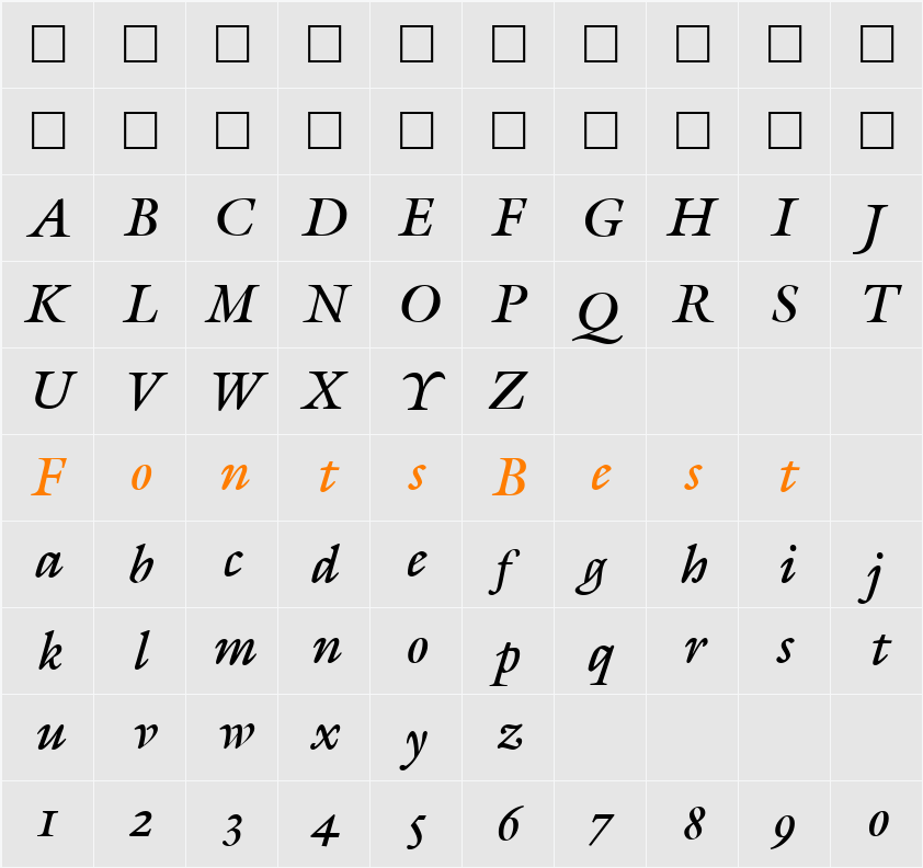 Galliard Character Map