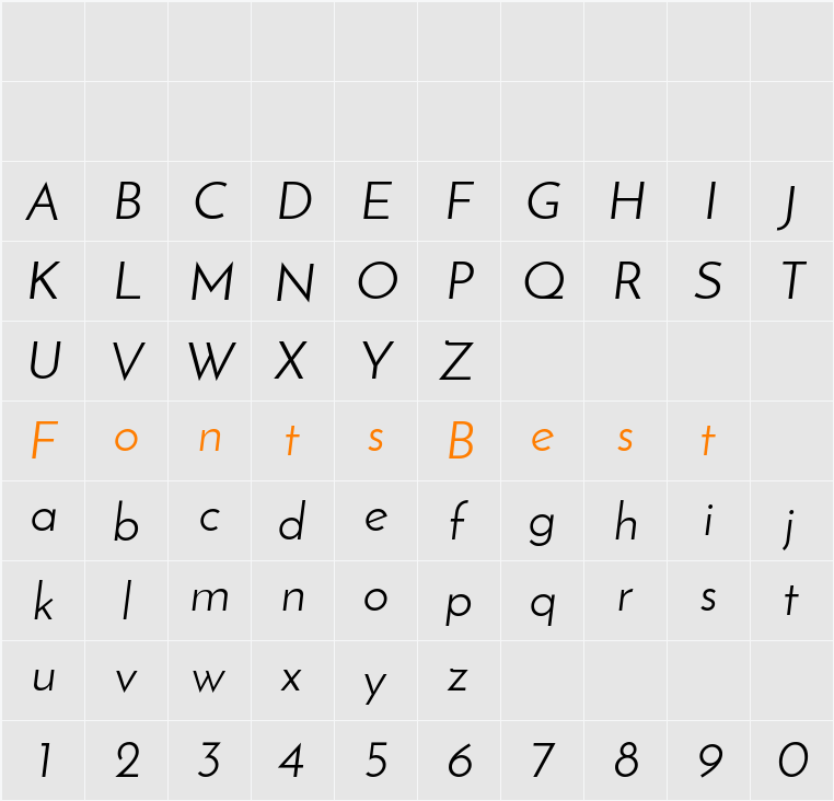 Josefin Sans Character Map
