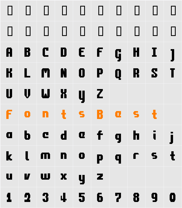Commonwealth Condensed Character Map
