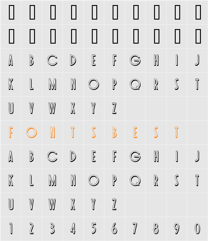 Toasted Vein BTN Shadow Character Map