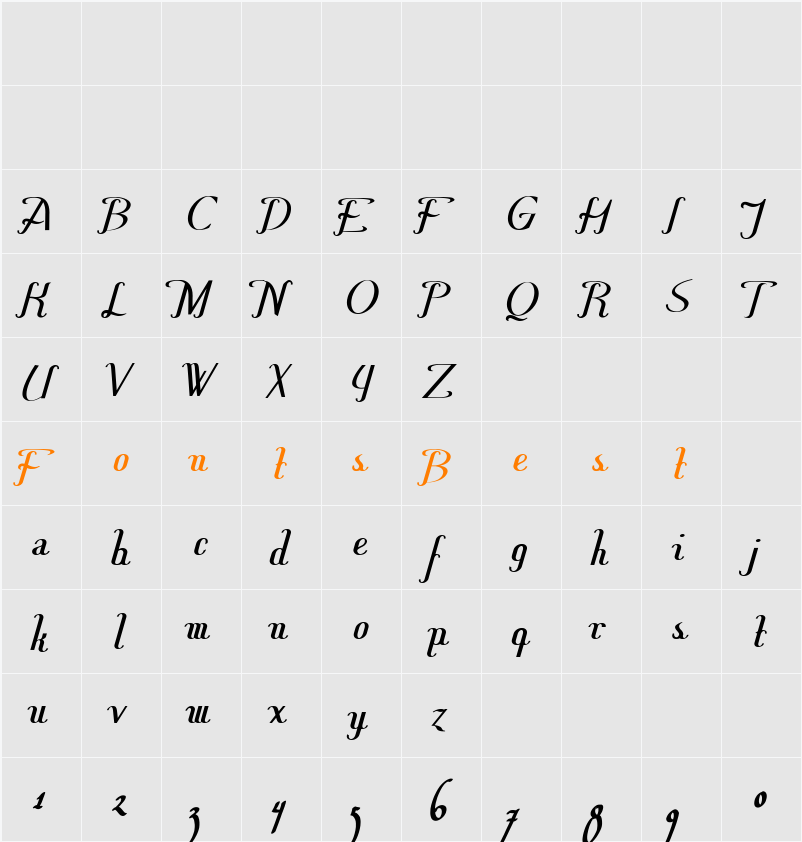 Hitalica  Character Map
