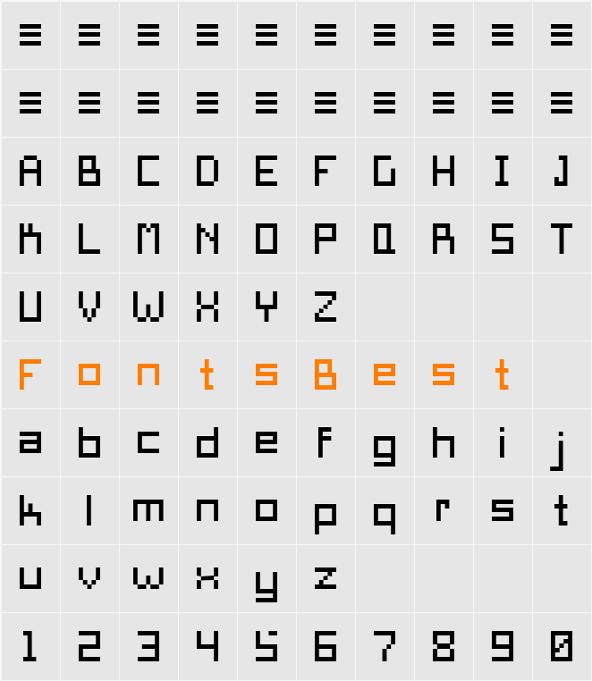 Pixel Square Character Map