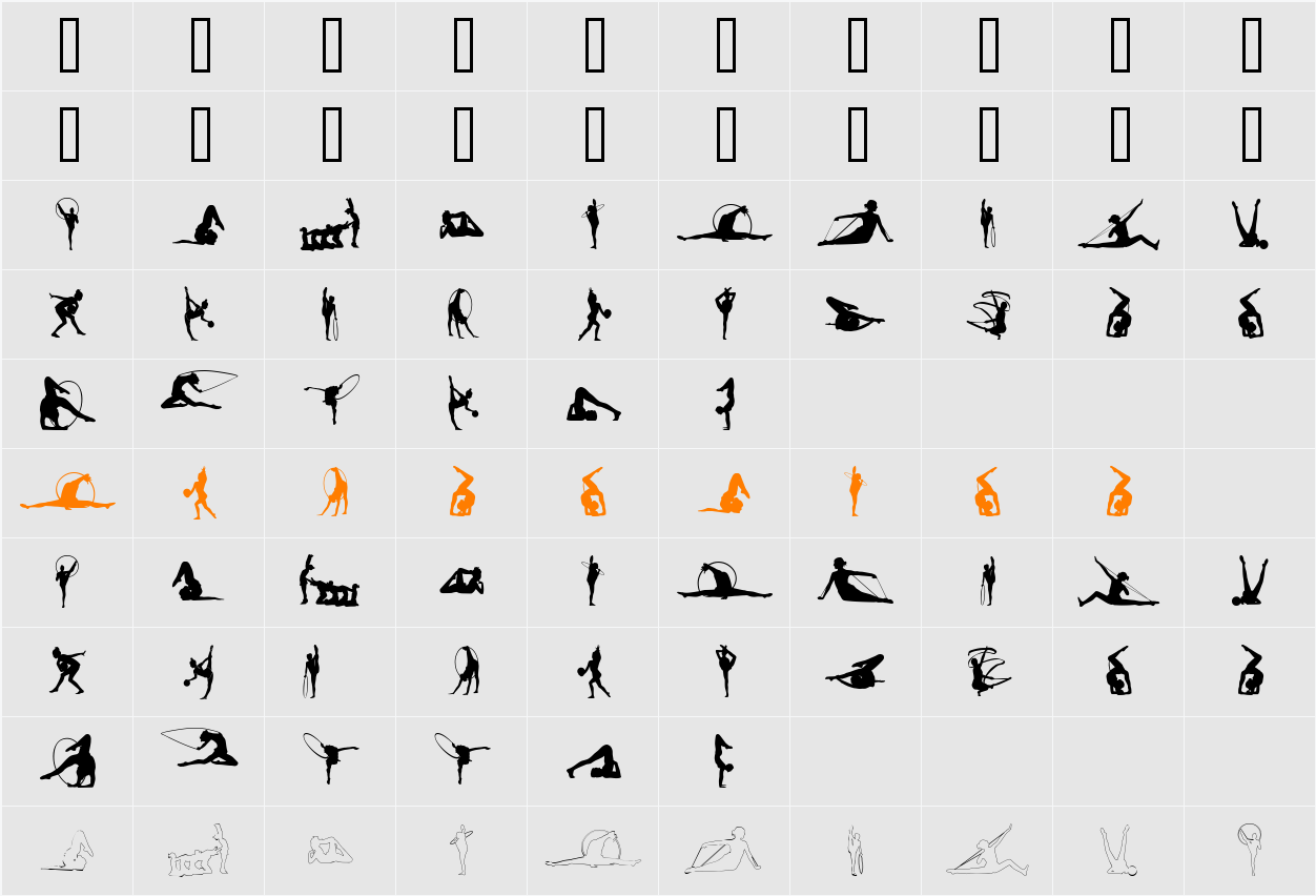 GIMNASIA Character Map