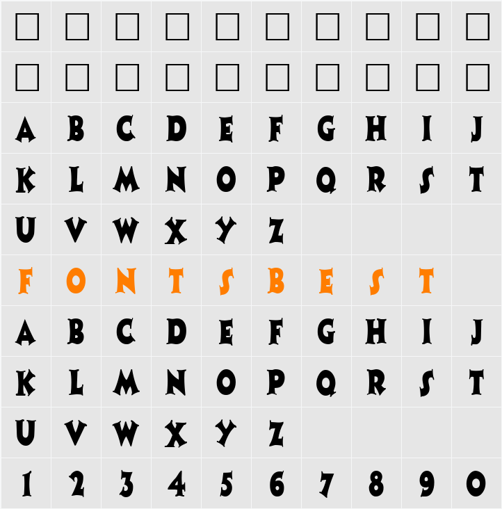 CoasterNarrow Character Map