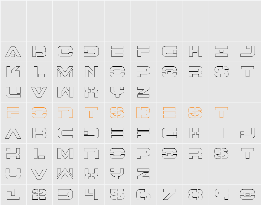7th Service Outline Character Map