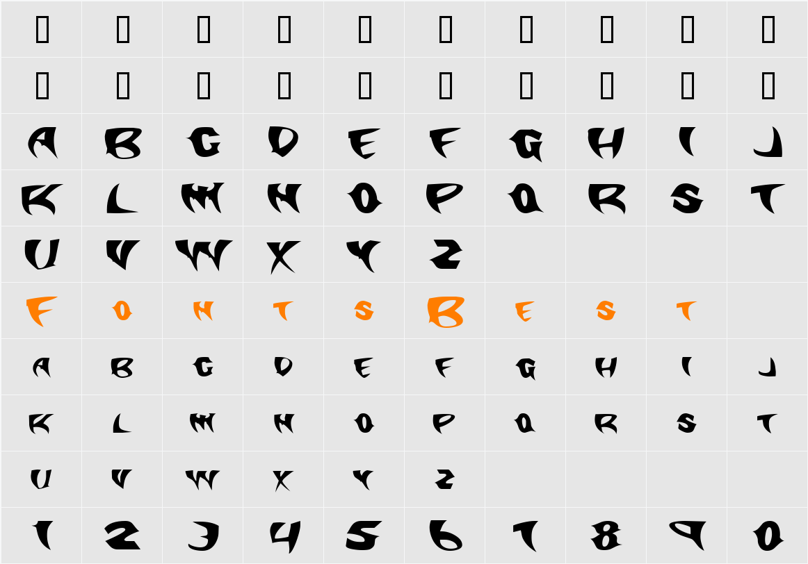 SlasherExtended Character Map