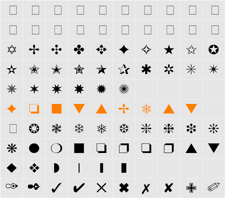 Dingthings 4 Character Map