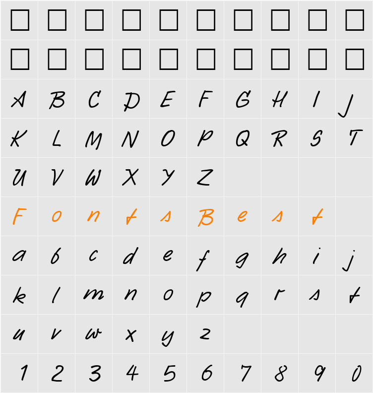 HW Sarx DB Character Map
