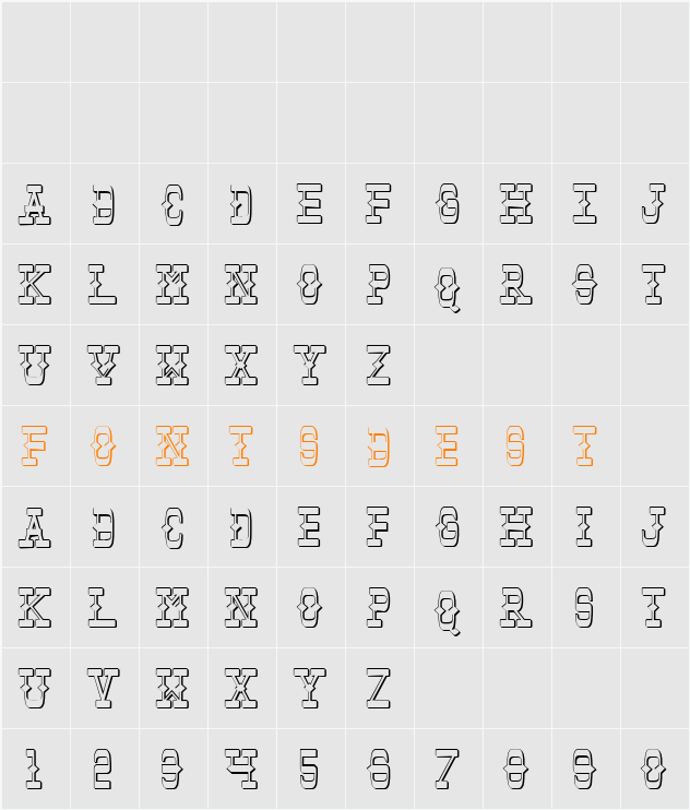 Tombstone Shadow Character Map