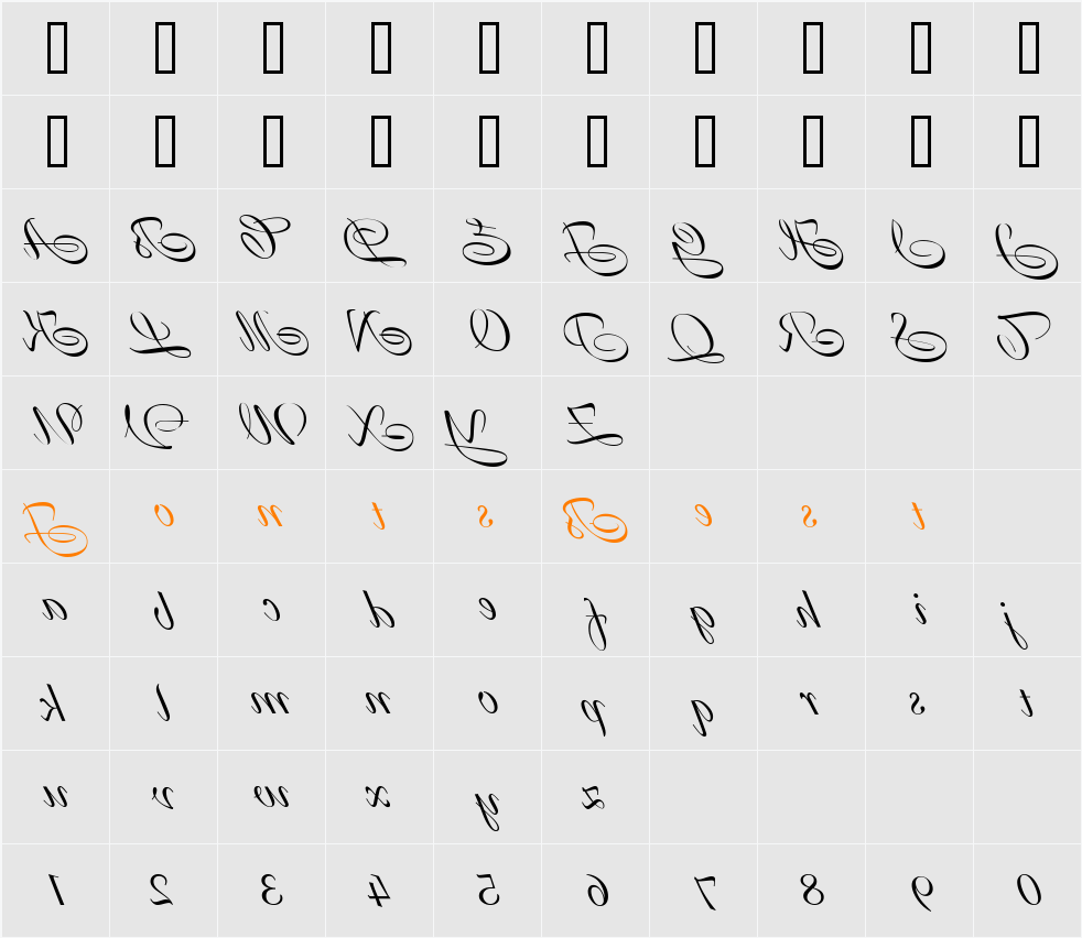 FrancineHmk backwards Character Map