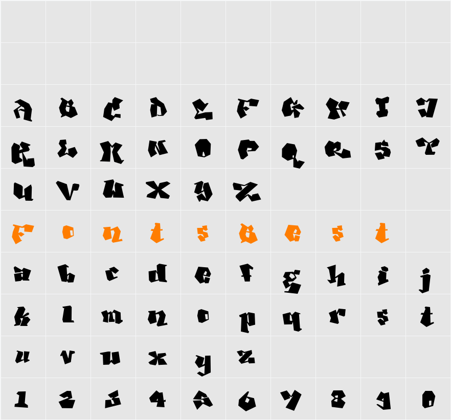 Ghang  Character Map