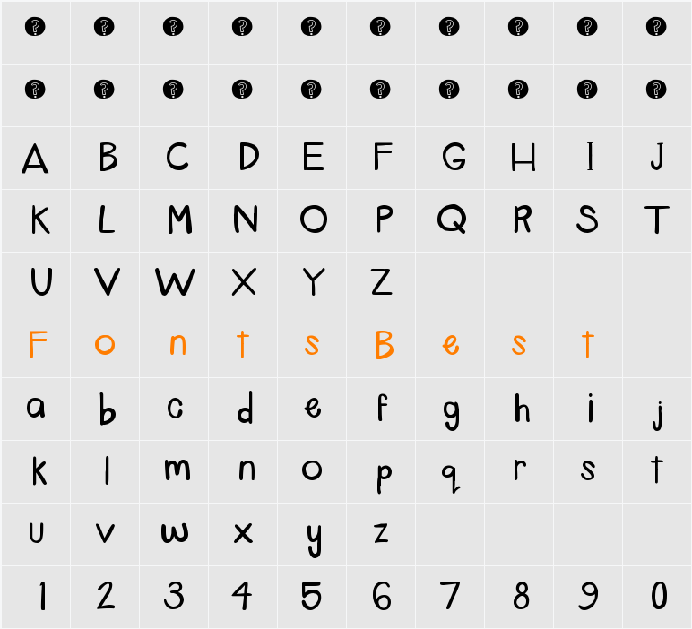 Fourth Grader Font Character Map