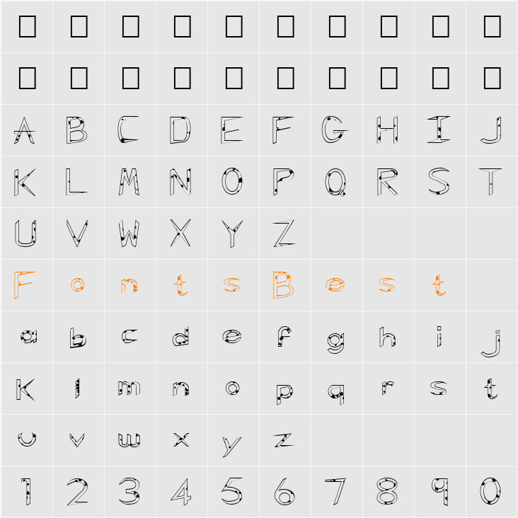 FZ HAND 5 SPOTTED Character Map