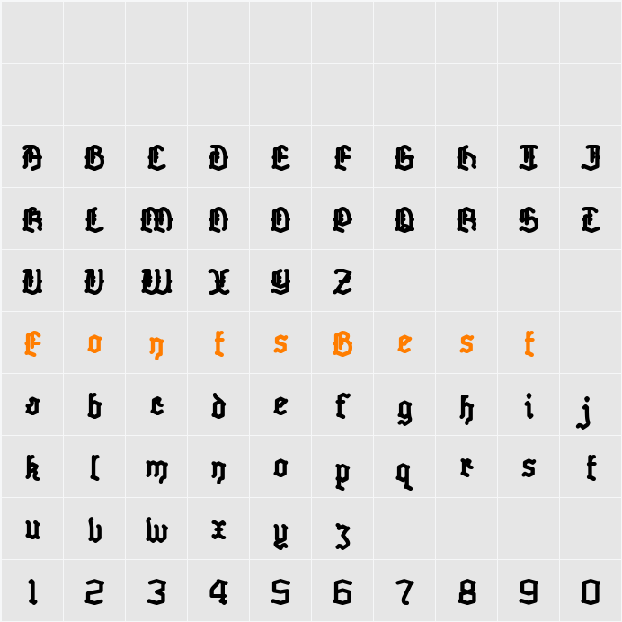 Skelett Character Map