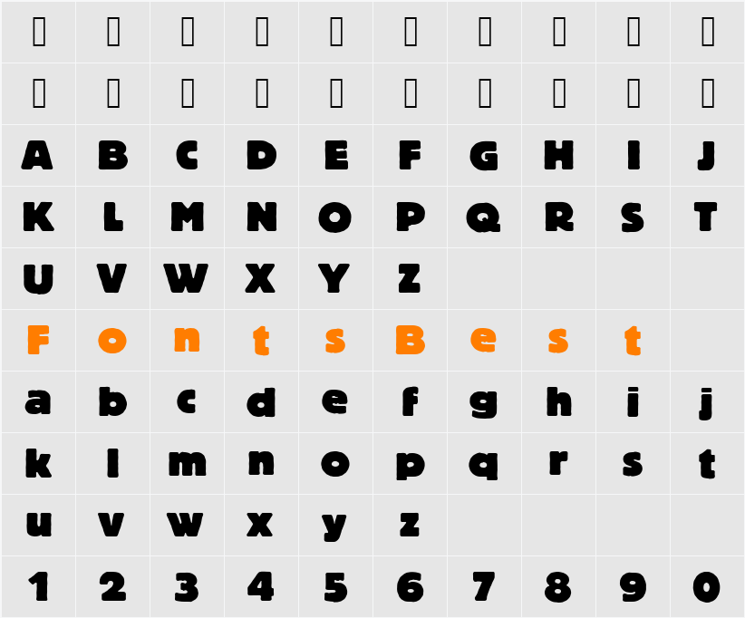 BlockTHea Character Map