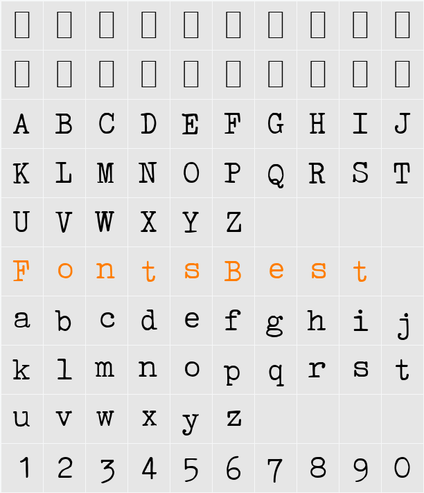 Pica Becker Character Map