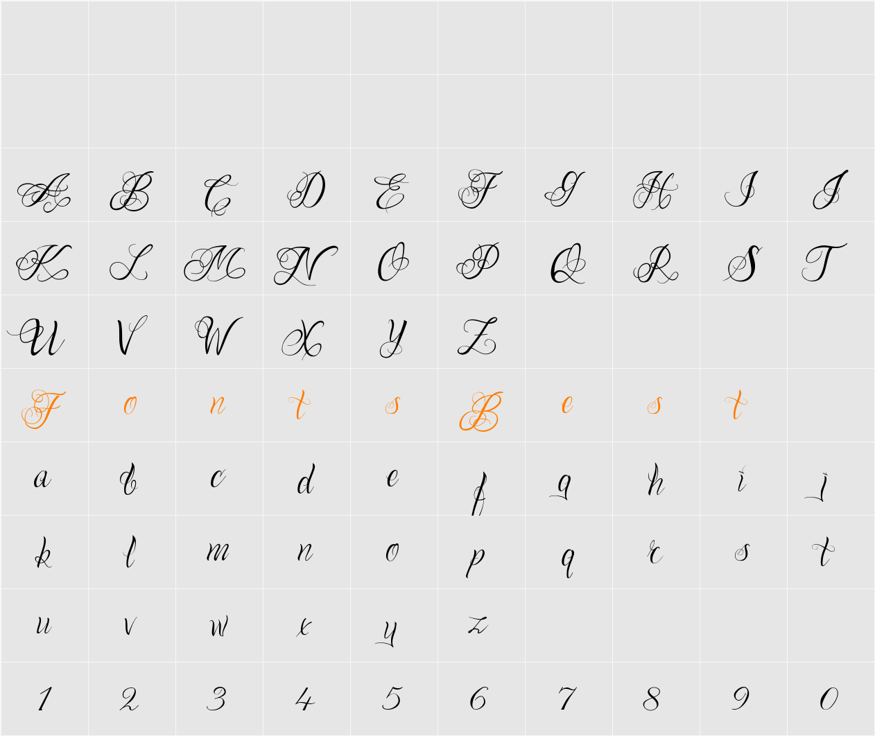 One Chance Scrip Character Map