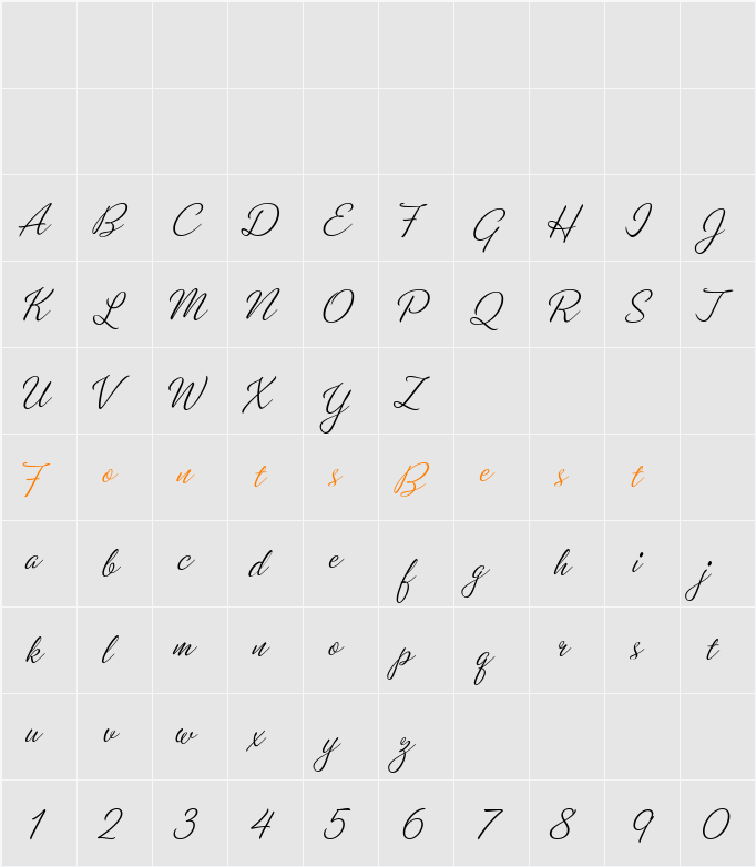 House Holiday TTF Script Character Map
