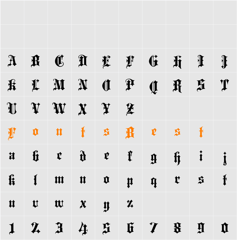 LHFOldBlackletterRegular Character Map