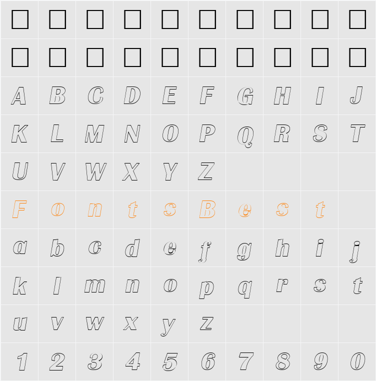 GrenobleOutline Character Map