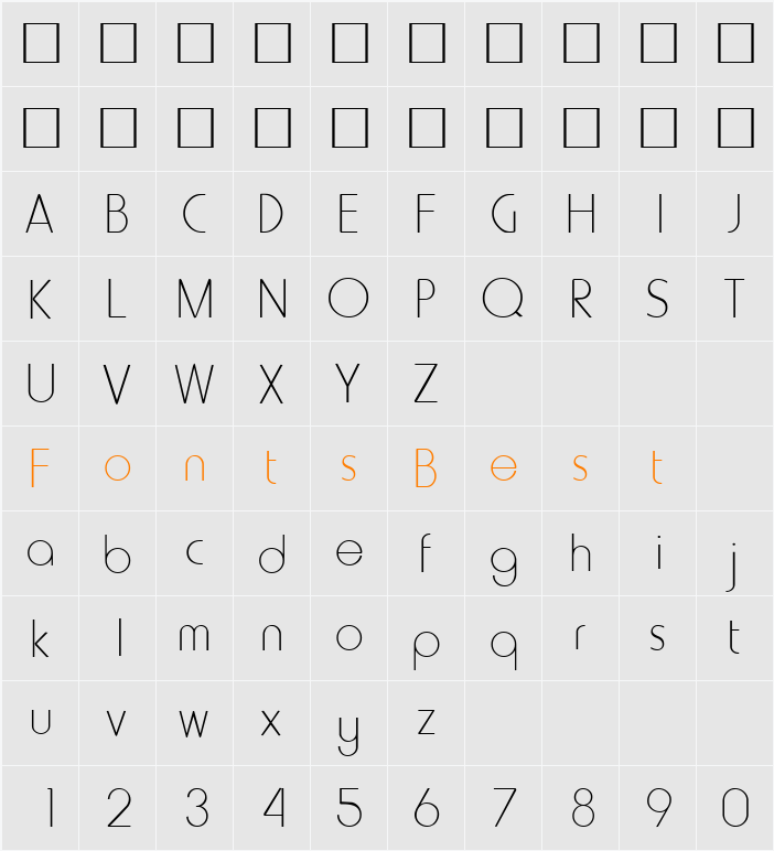 QTHowardType Character Map