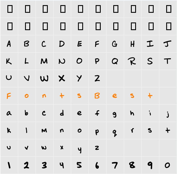 RIOLO Character Map
