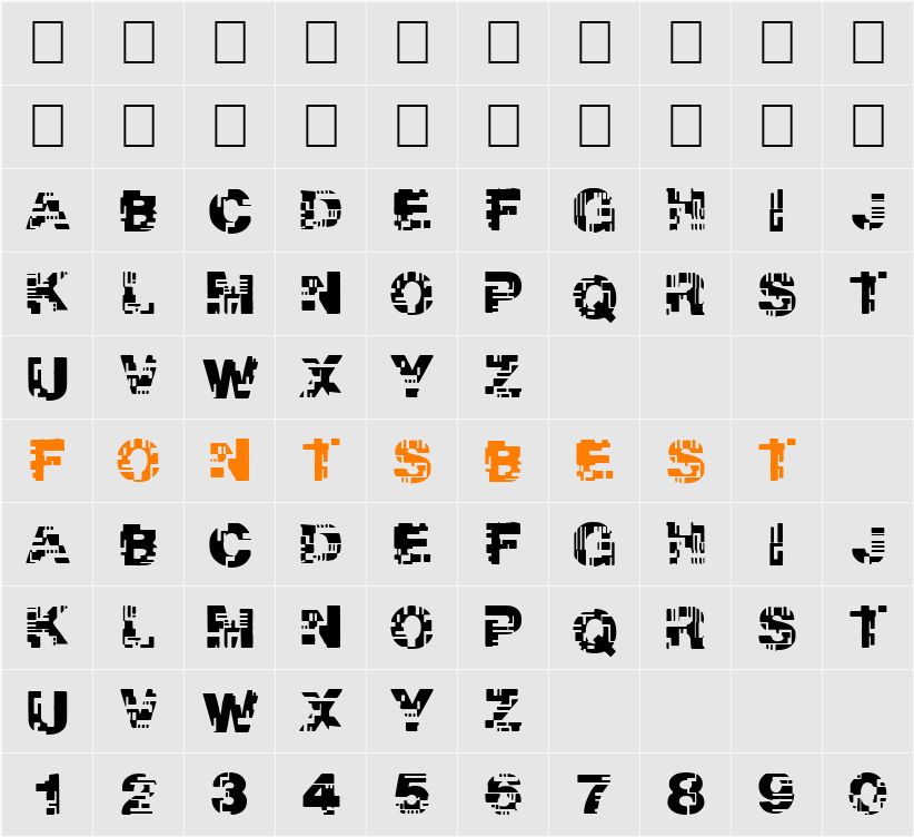 Real Tek Character Map