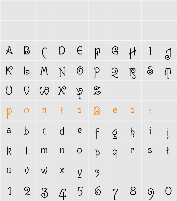 GutenbergNouveau Alternates Character Map