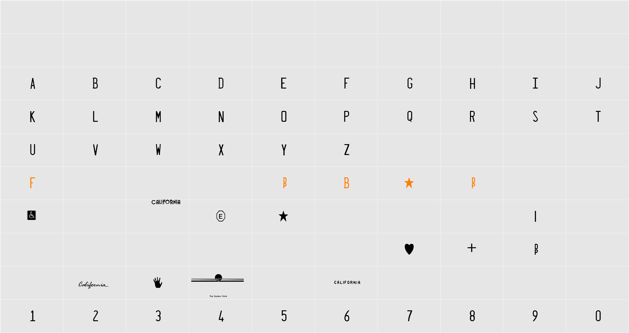 Penitentiary Gothic Fill Character Map