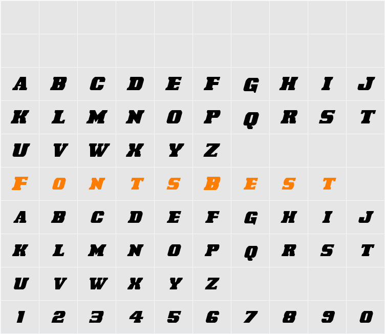 Laredo Trail Condensed Italic Character Map