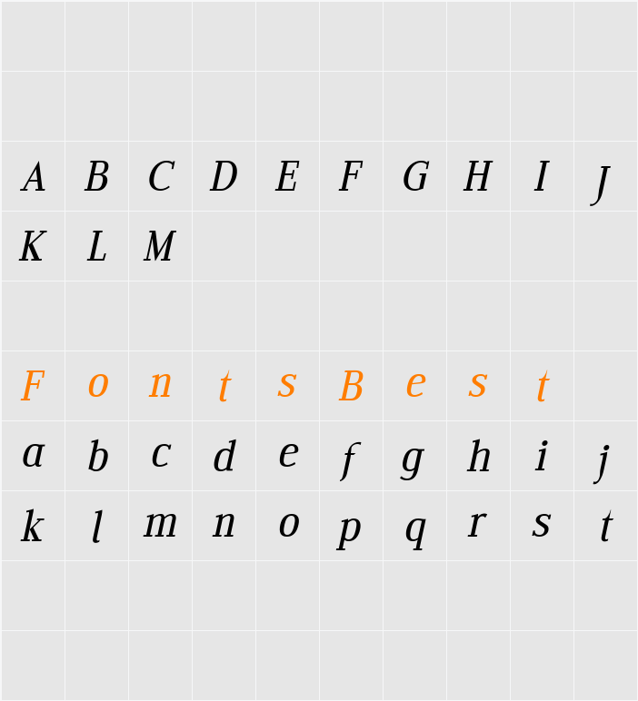 Edito BeItalic Character Map