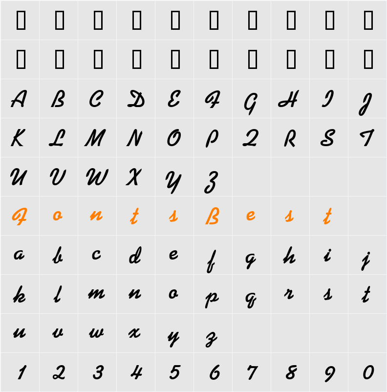 ProseScriptSSi Character Map