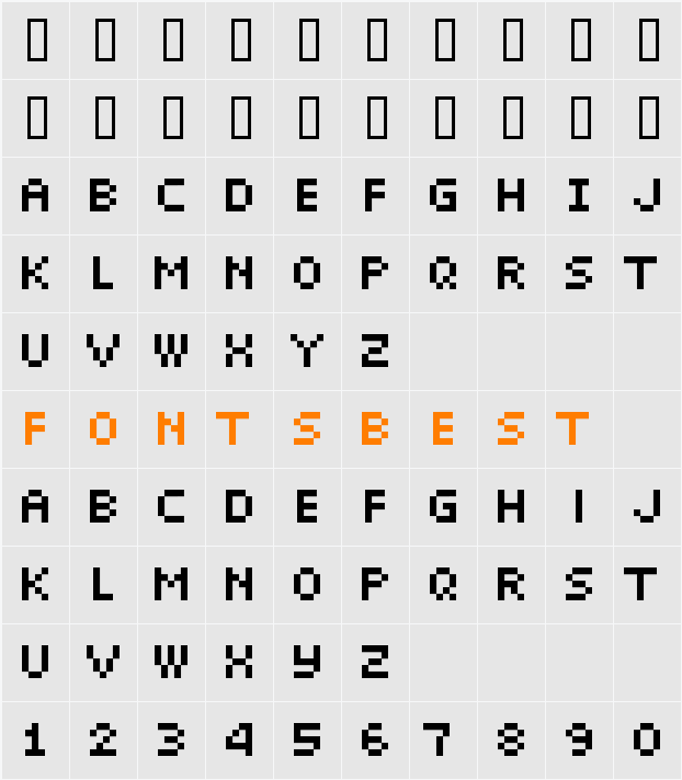 Pixelette Character Map