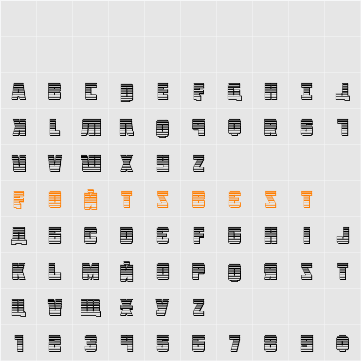 October Guard Chrome Character Map