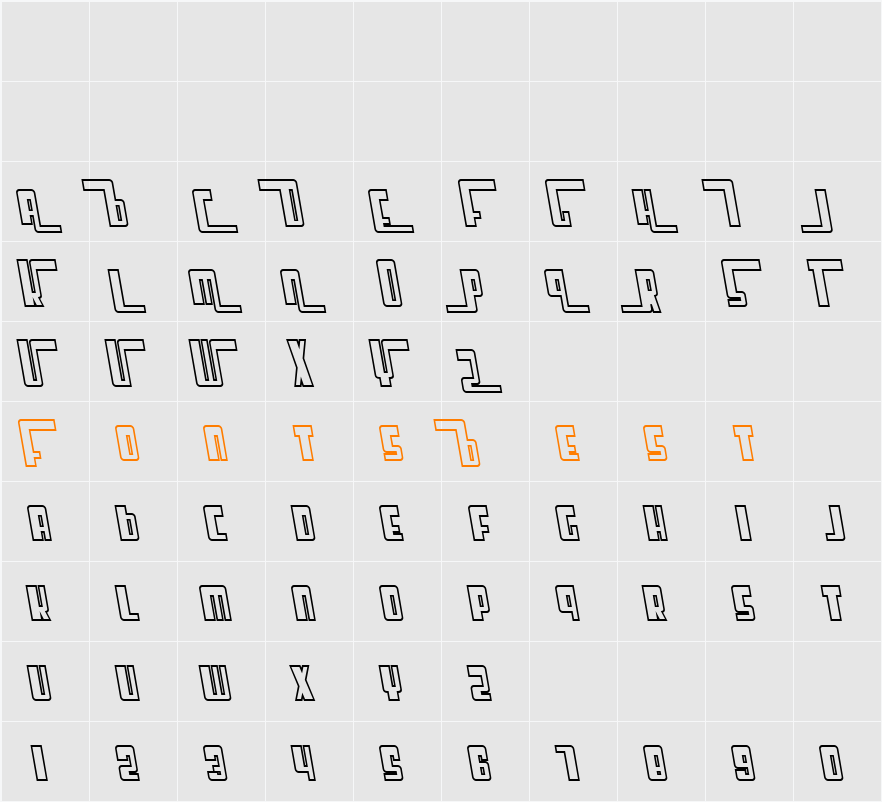 SF Cosmic Age Outline Character Map