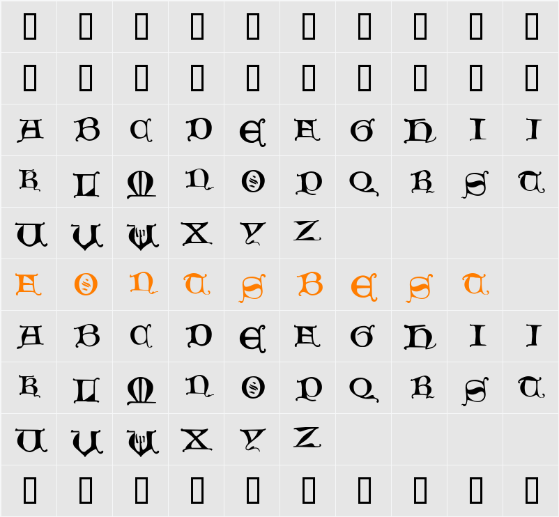 Hours in the Rain Character Map
