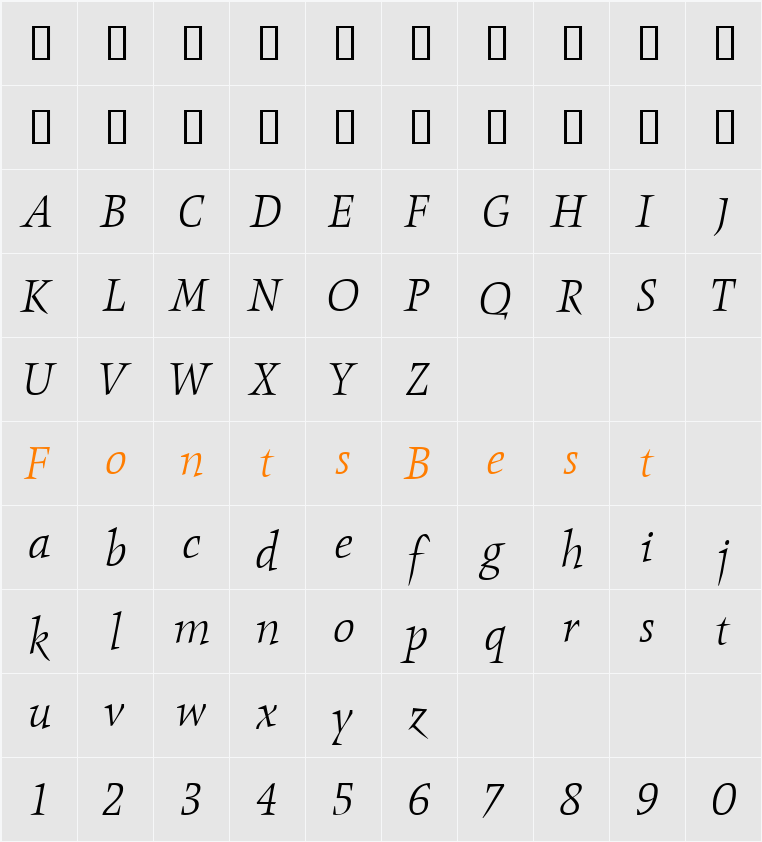 ObeliskITC TT Character Map