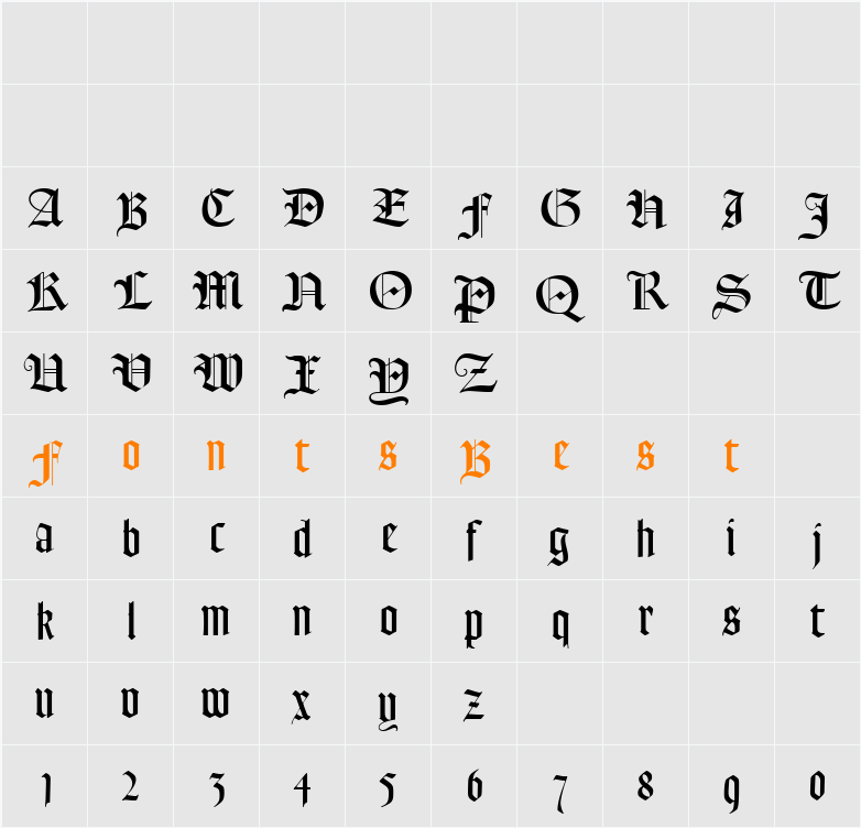 Goudy Text MT Character Map