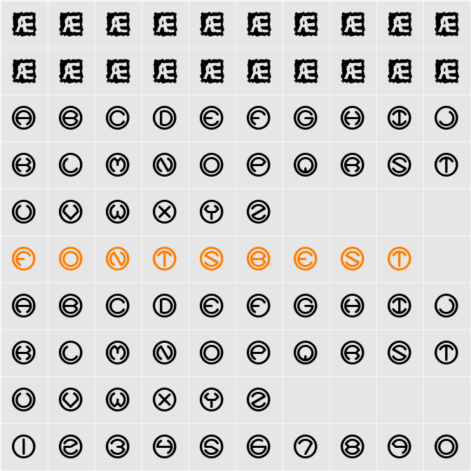 Spheroids BRK Character Map