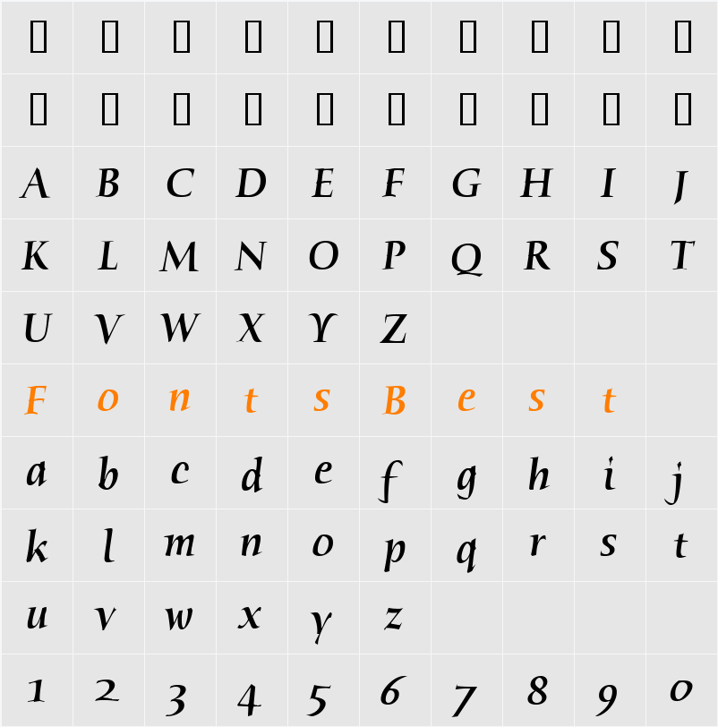 Humana Serif Md ITC TT Character Map